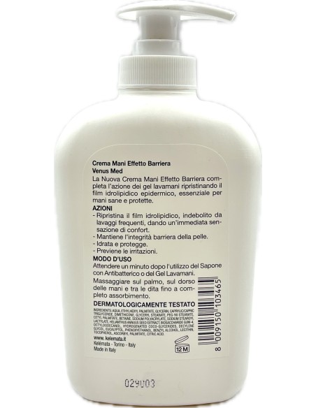 venus med crema mani effetto barriera - 300ml - con antibatterico: tuttocasashop.live: igiene e cura della persona