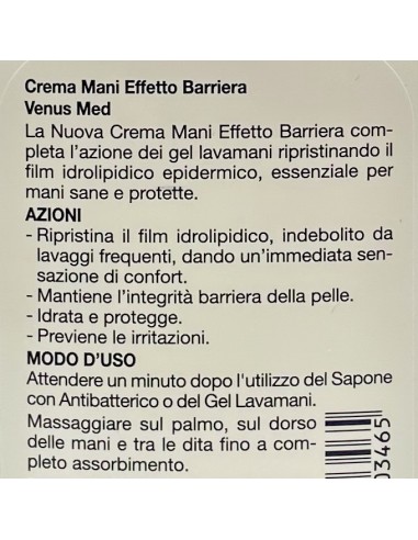 venus med crema mani effetto barriera - 300ml - con antibatterico: tuttocasashop.live: igiene e cura della persona
