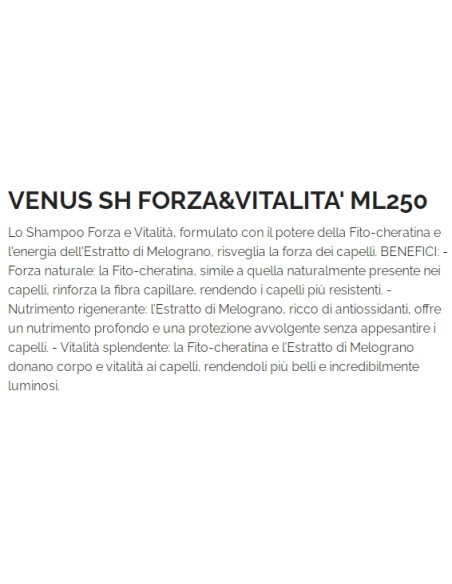 venus shampoo 250ml - forza e vitalita' - fito-cheratina - melograno: tuttocasashop.live: igiene e cura della persona