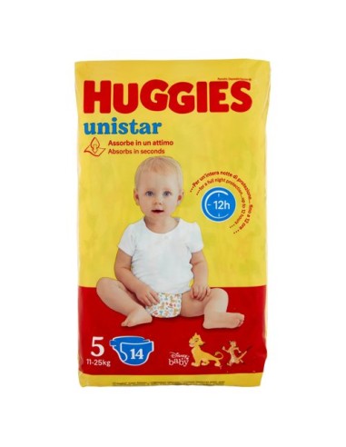 huggies unistar - 14 pannolini taglia 5 junior 11-25 kg: tuttocasashop.live: igiene e cura della persona