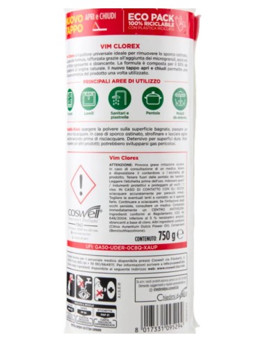 vim clorex detergente in polvere per superfici - 750g: tuttocasashop.live: pulizia e cura della casa