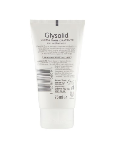 glysolid crema mani tubo 75ml - idratante con antibatterico: tuttocasashop.live: igiene e cura della persona