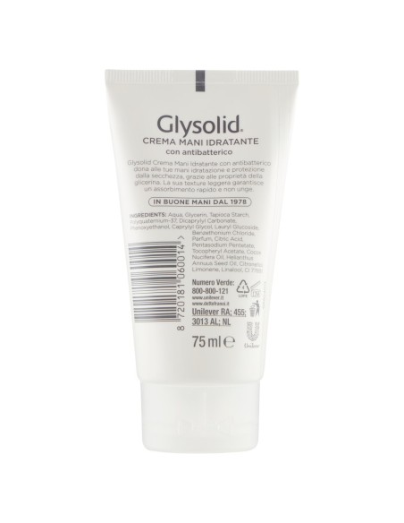 glysolid crema mani tubo 75ml - idratante con antibatterico: tuttocasashop.live: igiene e cura della persona