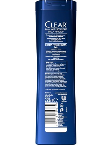 clear shampoo antiforfora 225ml - extra freschezza 24h: tuttocasashop.live: igiene e cura della persona