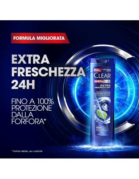 clear shampoo antiforfora 225ml - extra freschezza 24h: tuttocasashop.live: igiene e cura della persona