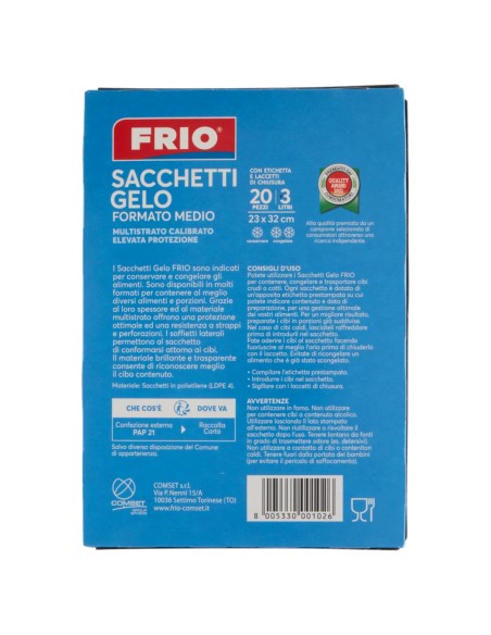 frio sacchi gelo formato medio - 3 litri - 23x32cm - 20 pezzi: tuttocasashop.live: carta & monouso