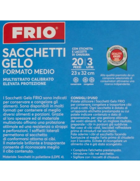 frio sacchi gelo formato medio - 3 litri - 23x32cm - 20 pezzi: tuttocasashop.live: carta & monouso