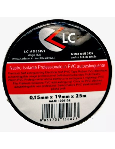 lc nastro isolante in pvc 19mm x 25 metri - nero - per isolamento elettrico: tuttocasashop.live: altro - bazar