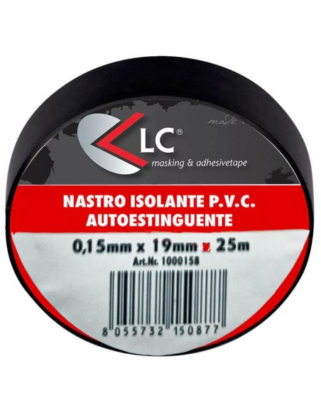 lc nastro isolante in pvc 19mm x 25 metri - nero - per isolamento elettrico: tuttocasashop.live: altro - bazar