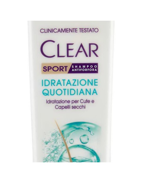 clear shampoo antiforfora - 225ml - sport - idratazione quotidiana: tuttocasashop.live: igiene e cura della persona