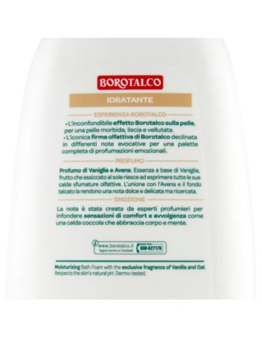 borotalco bagnoschiuma - 450ml - idratante - vaniglia e avena: tuttocasashop.live: igiene e cura della persona