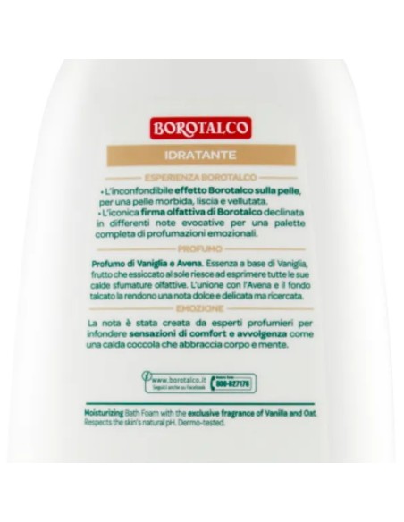 borotalco bagnoschiuma - 450ml - idratante - vaniglia e avena: tuttocasashop.live: igiene e cura della persona