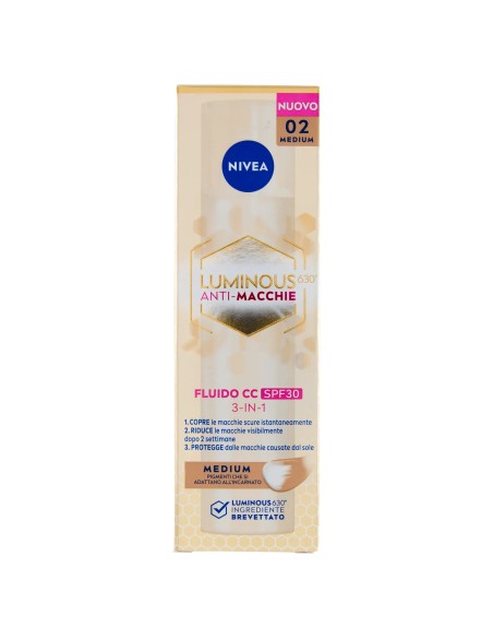 nivea luminous 630 anti-macchie fluido cc spf30 3in1 - 02 medium - 40ml: tuttocasashop.live: igiene e cura della persona