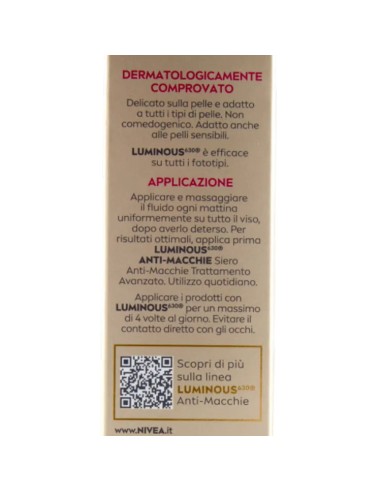 nivea luminous 630 anti-macchie fluido cc spf30 3in1 - 02 medium - 40ml: tuttocasashop.live: igiene e cura della persona