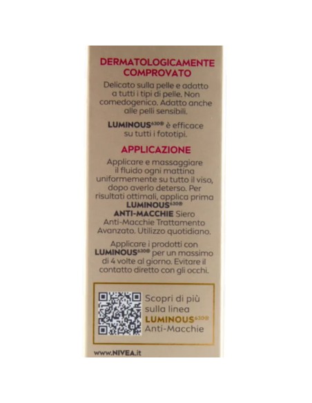 nivea luminous 630 anti-macchie fluido cc spf30 3in1 - 02 medium - 40ml: tuttocasashop.live: igiene e cura della persona