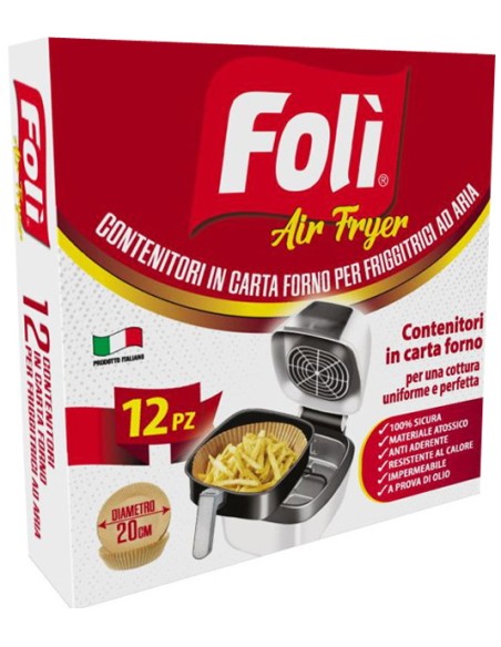foli'air fryer 12 contenitori per friggitrice ad aria in carta forno da 20cm: tuttocasashop.live: carta & monouso