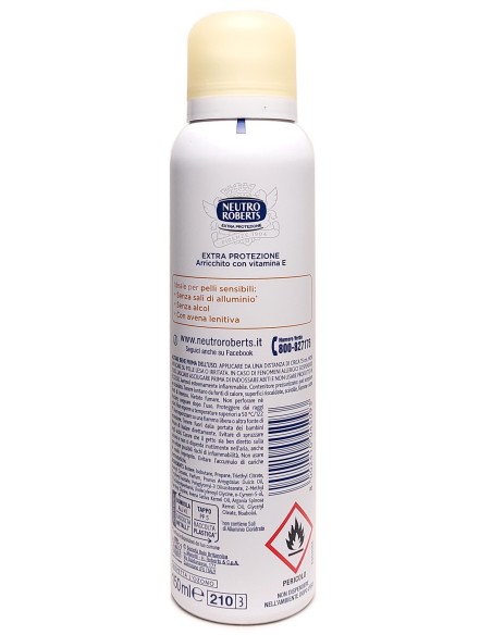 neutro roberts deodorante spray 150ml - pelle sensibile - con avena lenitiva: tuttocasashop.live: igiene e cura della persona