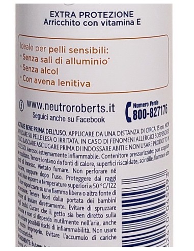 neutro roberts deodorante spray 150ml - pelle sensibile - con avena lenitiva: tuttocasashop.live: igiene e cura della persona