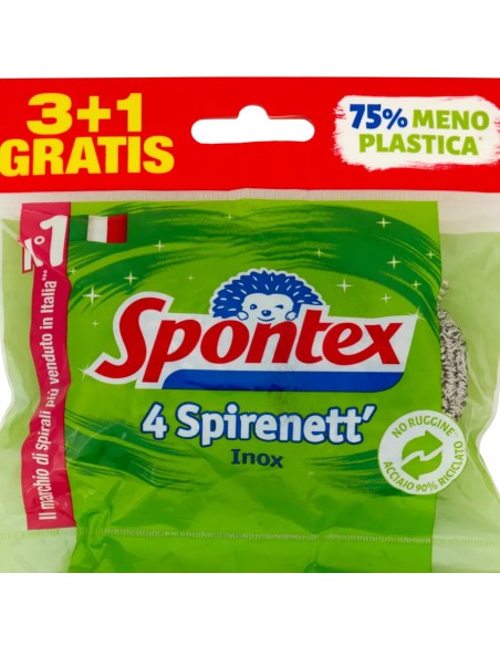 spontex spirenett spugne metalliche inox 4pz - pagliette abrasive: tuttocasashop.live: pulizia e cura della casa