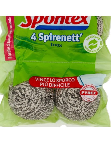 spontex spirenett spugne metalliche inox 4pz - pagliette abrasive: tuttocasashop.live: pulizia e cura della casa