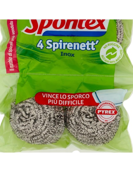 spontex spirenett spugne metalliche inox 4pz - pagliette abrasive: tuttocasashop.live: pulizia e cura della casa