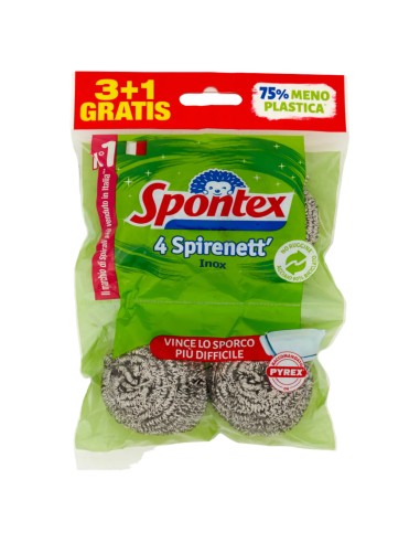 spontex spirenett spugne metalliche inox 4pz - pagliette abrasive: tuttocasashop.live: pulizia e cura della casa