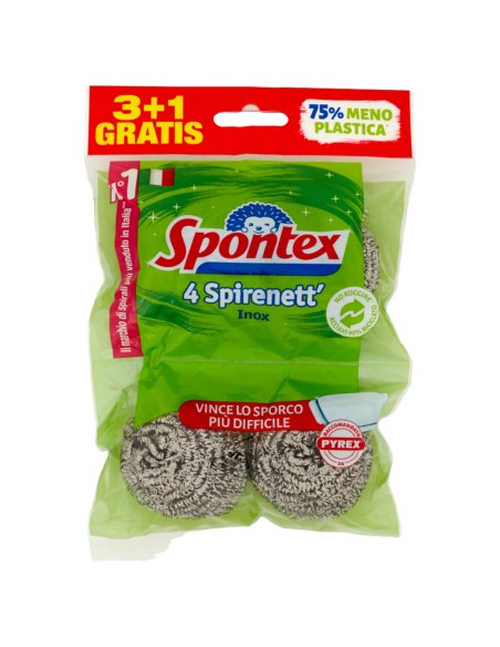 spontex spirenett spugne metalliche inox 4pz - pagliette abrasive: tuttocasashop.live: pulizia e cura della casa