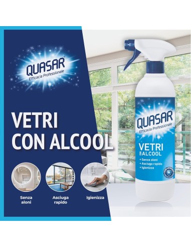 quasar vetri detergente spray - 680ml - con erogatore - con alcool: tuttocasashop.live: pulizia e cura della casa