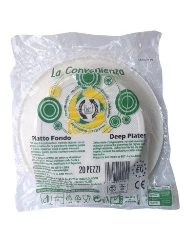 20 piatti monouso plastica bianchi extra rigidi diametro 20.5cm - fondi: tuttocasashop.live: carta & monouso
