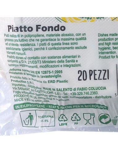 20 piatti monouso plastica bianchi extra rigidi diametro 20.5cm - fondi: tuttocasashop.live: carta & monouso