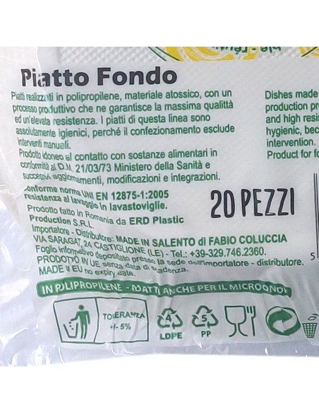 20 piatti monouso plastica bianchi extra rigidi diametro 20.5cm - fondi: tuttocasashop.live: carta & monouso