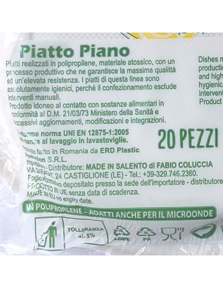 20 piatti monouso plastica bianchi extra rigidi diametro 20.5cm - piani: tuttocasashop.live: carta & monouso
