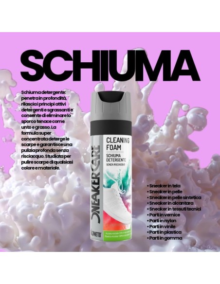 calzanetto sneaker care cleaning foam 200ml - schiuma detergente: tuttocasashop.live: prodotti per bucato e tessuti