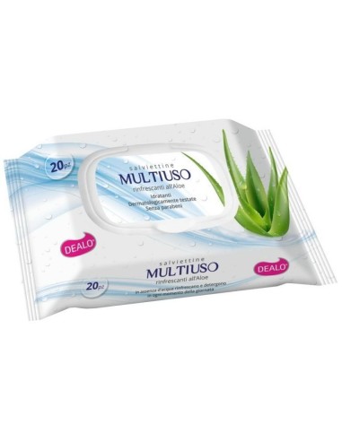 dealo 20 salviettine umidificate profumate multiuso - rinfrescanti aloe vera: tuttocasashop.live: igiene e cura della persona