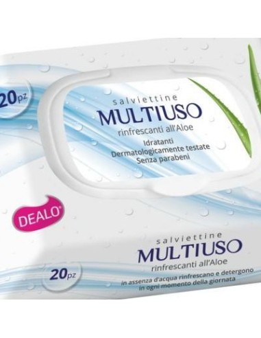 dealo 20 salviettine umidificate profumate multiuso - rinfrescanti aloe vera: tuttocasashop.live: igiene e cura della persona