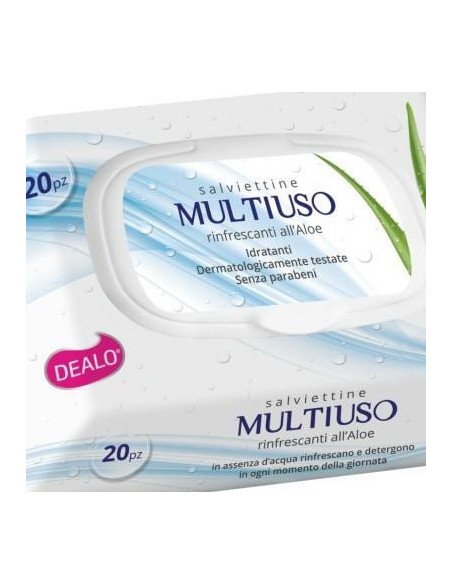 dealo 20 salviettine umidificate profumate multiuso - rinfrescanti aloe vera: tuttocasashop.live: igiene e cura della persona