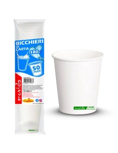 movida bicchieri in cartoncino - 180ml - 50 pezzi - bianco: tuttocasashop.live: carta & monouso