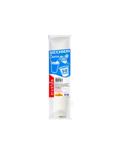 movida bicchieri in cartoncino - 180ml - 50 pezzi - bianco: tuttocasashop.live: carta & monouso
