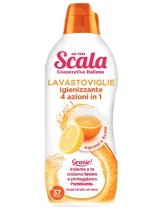 scala detersivo gel per lavastoviglie - 37 lavaggi 750ml - agrumi e aceto: tuttocasashop.live: pulizia e cura della casa