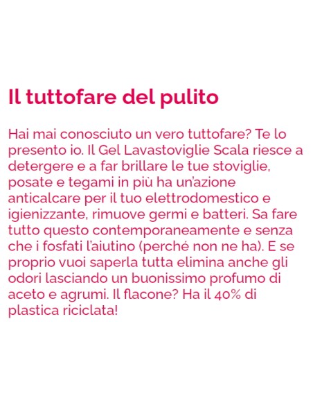 scala detersivo gel per lavastoviglie - 37 lavaggi 750ml - agrumi e aceto: tuttocasashop.live: pulizia e cura della casa