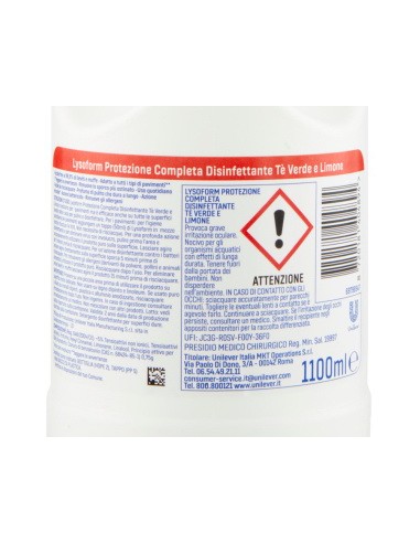 lysoform casa detergente disinfettante - 1100ml - te' verde e limone: tuttocasashop.live: pulizia e cura della casa