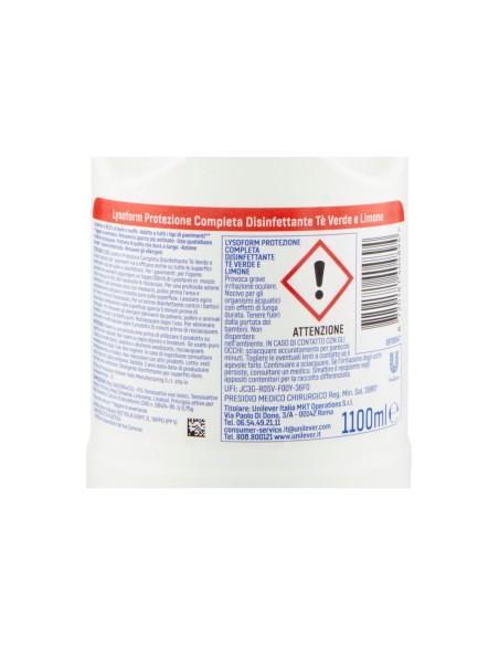 lysoform casa detergente disinfettante - 1100ml - te' verde e limone: tuttocasashop.live: pulizia e cura della casa