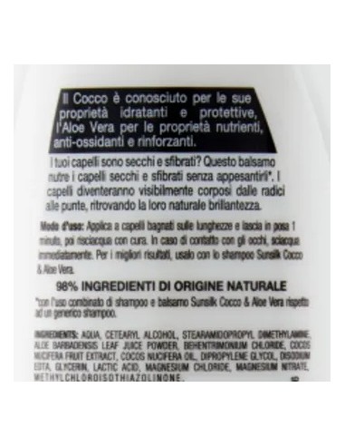 sunsilk balsamo 200ml cocco e aloe vera - per capelli secchi e sfibrati: tuttocasashop.live: igiene e cura della persona