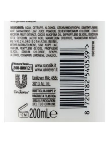 sunsilk balsamo 200ml cocco e aloe vera - per capelli secchi e sfibrati: tuttocasashop.live: igiene e cura della persona