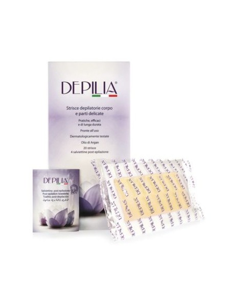 depilia 20 strisce delipatori corpo e parti delicate + 4 salviette post epil: tuttocasashop.live: igiene e cura della persona