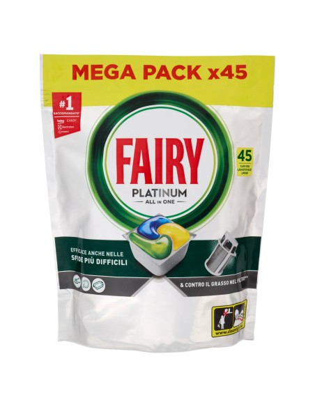 fairy platinum all in one detersivo per lavastoviglie - 45 capsule - lemon: tuttocasashop.live: pulizia e cura della casa