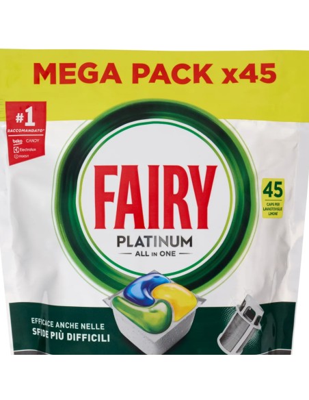 fairy platinum all in one detersivo per lavastoviglie - 45 capsule - lemon: tuttocasashop.live: pulizia e cura della casa
