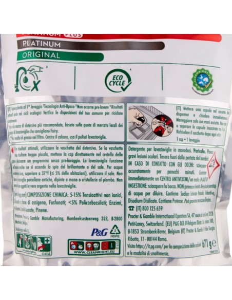 fairy platinum all in one detersivo per lavastoviglie - 45 capsule - lemon: tuttocasashop.live: pulizia e cura della casa