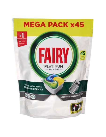 fairy platinum all in one detersivo per lavastoviglie - 45 capsule - lemon: tuttocasashop.live: pulizia e cura della casa