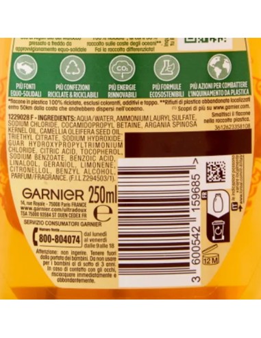 ultra dolce shampoo 250ml - gli oli meravigliosi argan & camelia - secchi: tuttocasashop.live: igiene e cura della persona